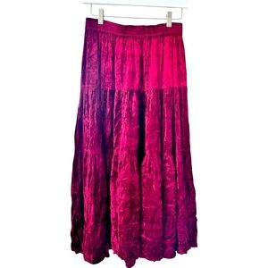NEO NOSTALGIA Vtg 90s Crushed Velvet Tiered Midi Skirt M Goth Vamp Boho Gypsy